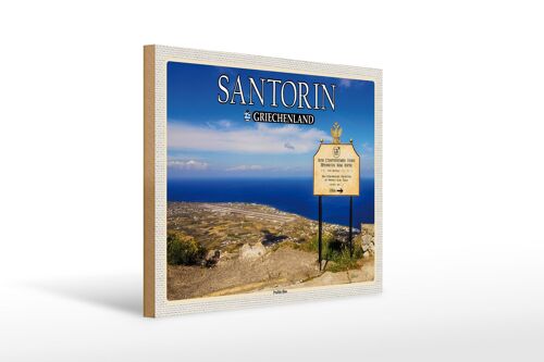 Holzschild Reise 40x30cm Santorin Griechenland Profitis Ilias