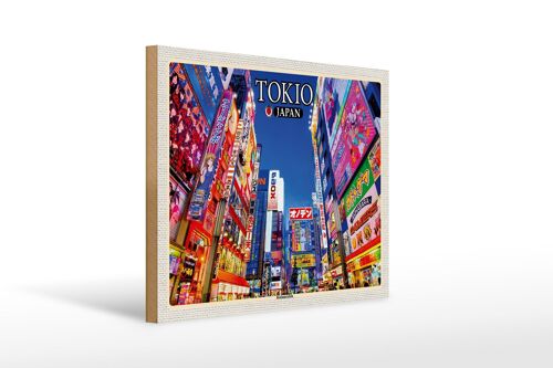 Holzschild Reise 40x30cm Tokio Japan ReklametafelnDeko