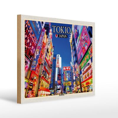 Cartel de madera viaje 40x30cm decoración cartelera Tokio Japón