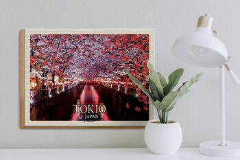 Panneau en bois voyage 40x30cm Tokyo Japon festival des cerisiers en fleurs arbres rivière 3