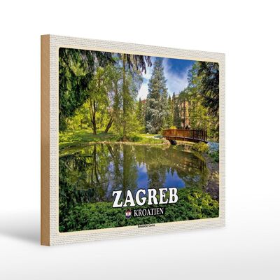 Holzschild Reise 40x30cm Zagreb Kroatien Botanischer Garten