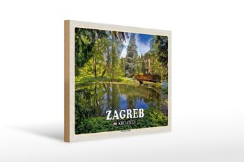 Panneau en bois voyage 40x30cm Jardin Botanique de Zagreb Croatie 1