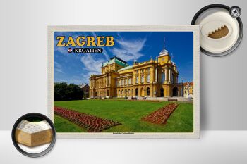 Panneau en bois voyage 40x30cm Théâtre National de Zagreb Croatie 2