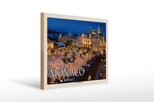 Holzschild Reise 40x30cm Monaco Monaco Casino Monte-Carlo