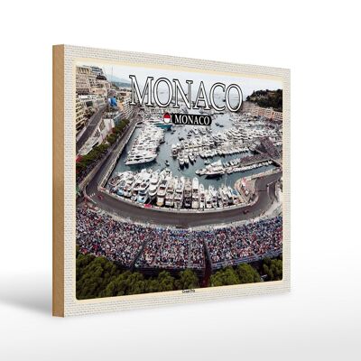 Holzschild Reise 40x30cm Monaco Monaco Grand Prix Rennsport