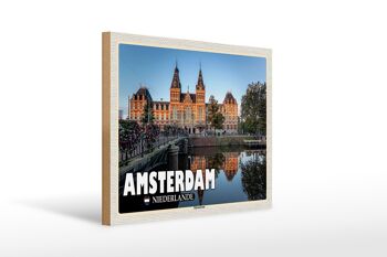 Panneau en bois voyage 40x30cm Amsterdam Pays-Bas Rijksmuseum 1