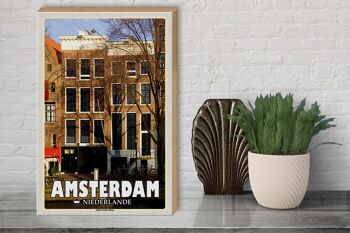 Panneau en bois voyage 30x40cm Amsterdam Pays-Bas Maison d'Anne Frank 3