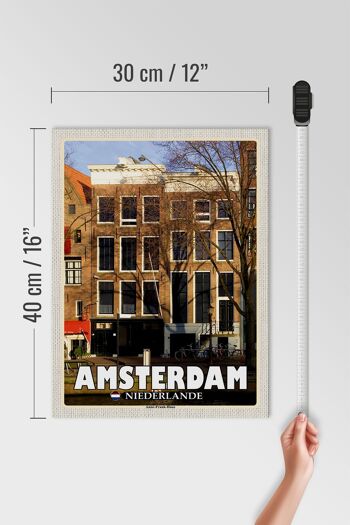 Panneau en bois voyage 30x40cm Amsterdam Pays-Bas Maison d'Anne Frank 4