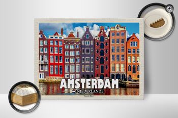 Panneau en bois voyage 40x30cm Amsterdam Pays-Bas Dancing Houses 2