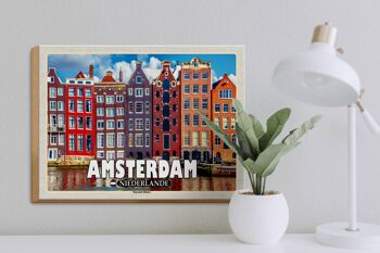 Panneau en bois voyage 40x30cm Amsterdam Pays-Bas Dancing Houses 3