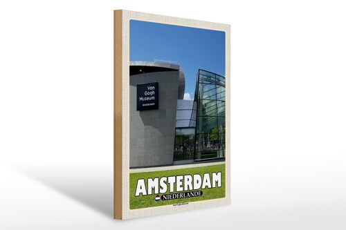 Holzschild Reise 30x40cm Amsterdam Niederlande Van-Gogh-Museum