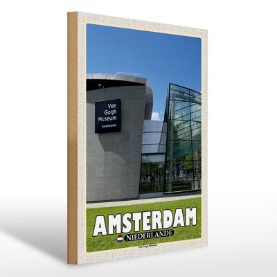 Holzschild Reise 30x40cm Amsterdam Niederlande Van-Gogh-Museum