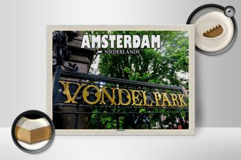 Panneau en bois voyage 40x30cm Amsterdam Pays-Bas Vondelpark 2