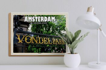 Panneau en bois voyage 40x30cm Amsterdam Pays-Bas Vondelpark 3