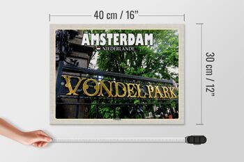 Panneau en bois voyage 40x30cm Amsterdam Pays-Bas Vondelpark 4