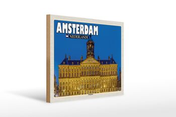 Panneau en bois voyage 40x30cm Amsterdam Pays-Bas Palais Royal 1