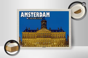 Panneau en bois voyage 40x30cm Amsterdam Pays-Bas Palais Royal 2