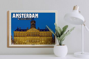 Panneau en bois voyage 40x30cm Amsterdam Pays-Bas Palais Royal 3