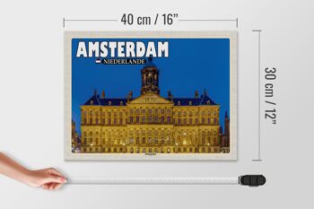 Panneau en bois voyage 40x30cm Amsterdam Pays-Bas Palais Royal 4