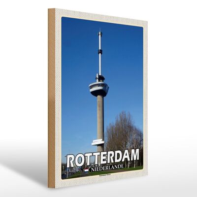 Cartello in legno da viaggio 30x40 cm Rotterdam Paesi Bassi Euromast TowerDeco