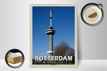 Panneau en bois voyage 30x40cm Rotterdam Pays-Bas Euromast TowerDeco 2