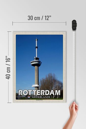 Panneau en bois voyage 30x40cm Rotterdam Pays-Bas Euromast TowerDeco 4