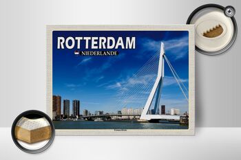 Panneau en bois voyage 40x30cm Rotterdam Pays-Bas Pont Erasmus 2
