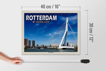 Panneau en bois voyage 40x30cm Rotterdam Pays-Bas Pont Erasmus 4