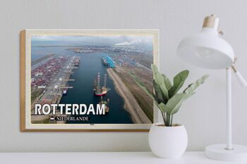Panneau en bois voyage 40x30cm navires du port de Rotterdam Pays-Bas 3