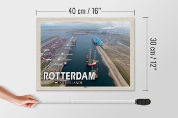 Panneau en bois voyage 40x30cm navires du port de Rotterdam Pays-Bas 4