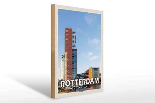 Holzschild Reise 30x40cm Rotterdam Niederlande Montevideo