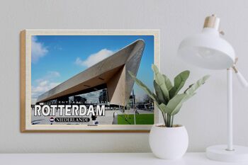 Panneau en bois voyage 40x30cm Gare Centrale de Rotterdam Pays-Bas 3