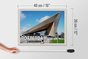 Panneau en bois voyage 40x30cm Gare Centrale de Rotterdam Pays-Bas 4