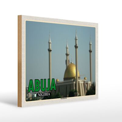 Holzschild Reise 40x30cm Abuja Nigeria Nationalmoschee