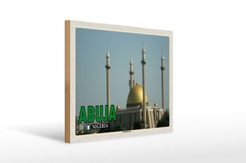 Panneau en bois voyage 40x30cm Mosquée nationale d'Abuja Nigeria 1
