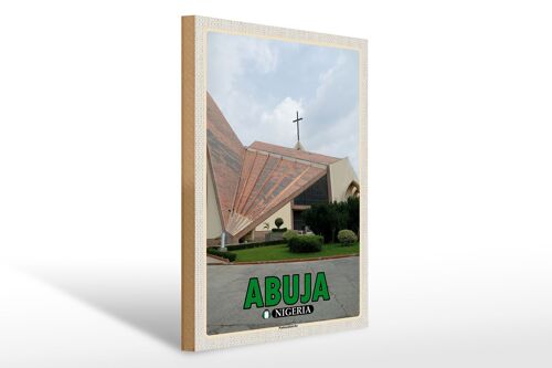 Holzschild Reise 30x40cm Abuja Nigeria Nationalkirche
