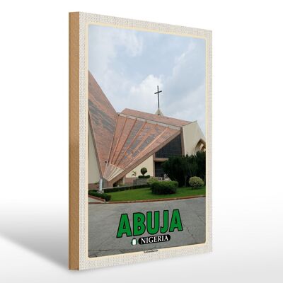 Cartel de madera de viaje 30x40cm Iglesia Nacional de Abuja Nigeria