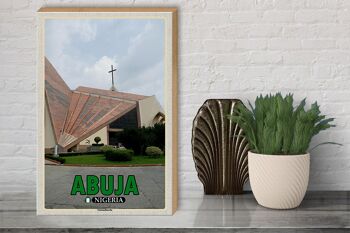 Panneau en bois voyage 30x40cm Église nationale d'Abuja Nigeria 3