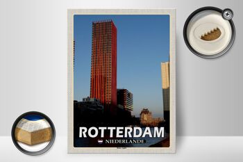 Panneau en bois voyage 30x40cm Rotterdam Pays-Bas Pomme Rouge 2