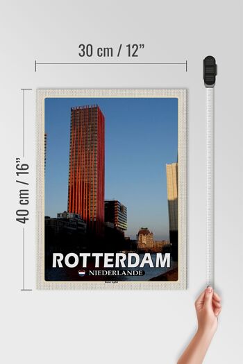 Panneau en bois voyage 30x40cm Rotterdam Pays-Bas Pomme Rouge 4