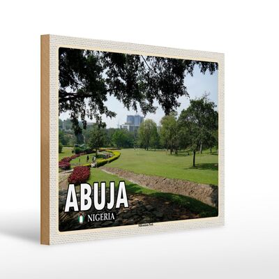 Holzschild Reise 40x30cm Abuja Nigeria Millenium Park