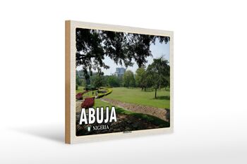 Panneau en bois voyage 40x30cm Abuja Nigeria Millenium Park 1