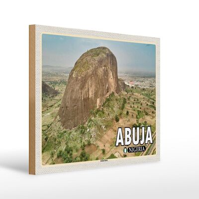 Holzschild Reise 40x30cm Abuja Nigeria Zuma Rock Felsformation