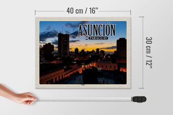 Panneau en bois voyage 40x30cm Asunción Paraguay horizon coucher de soleil 4