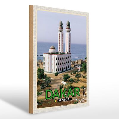 Panneau en bois voyage 30x40cm Dakar Sénégal Grande Mosquée