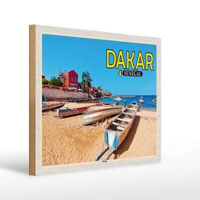 Cartel de madera viaje 40x30cm Dakar Senegal playa mar vacaciones