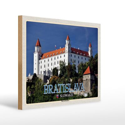 Panneau en bois voyage 40x30cm Bratislava Slovaquie Château de Bratislava