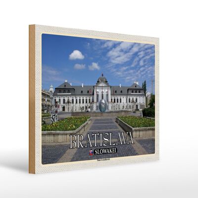 Cartello in legno da viaggio 40x30 cm Bratislava Slovacchia Palais Grassalkovich