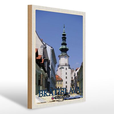 Holzschild Reise 30x40cm Bratislava Slowakei Michaelertor