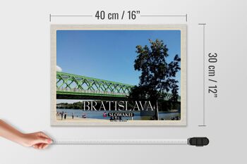 Panneau en bois voyage 40x30cm Bratislava Slovaquie Stary Most Old Bridge 4